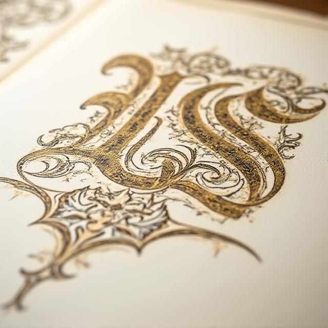 Hand-lettered heading on cream parchment paper with decorative gold leaf accents